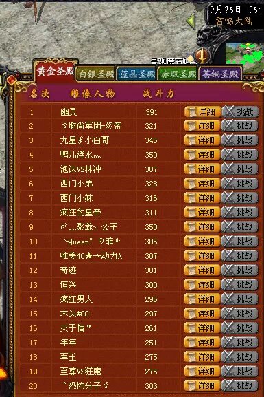 女神内测区名人堂高手展示！盘点名人堂TOP10！ 魔域sf - 轩辕网