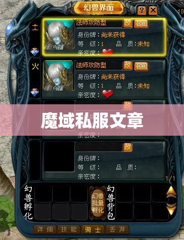 [幻兽心得]法师和战士的最佳性价比宝宝搭配，魔域SF - 轩辕网