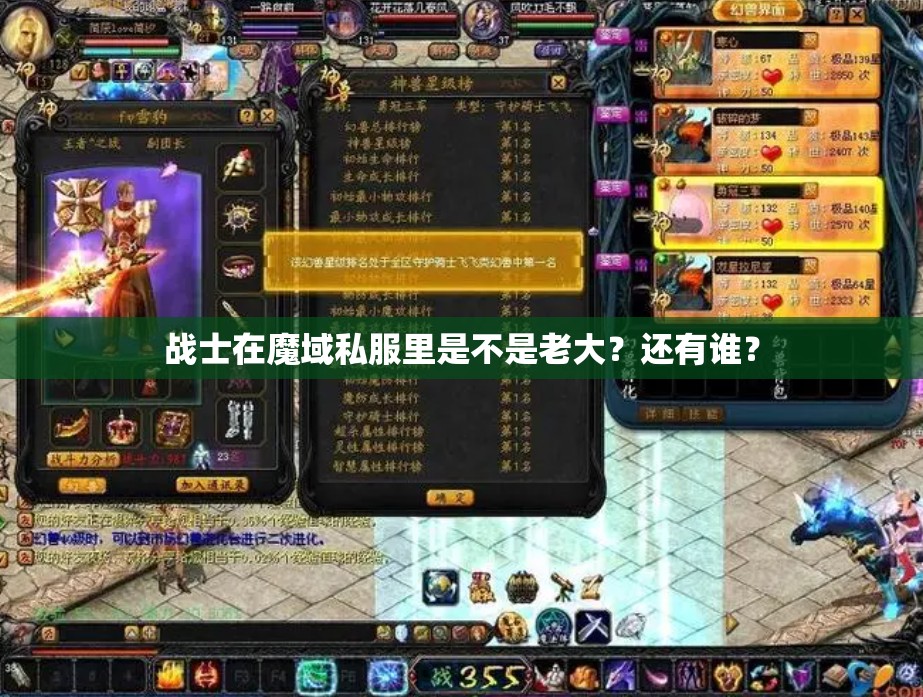 战士在魔域私服里是不是老大？还有谁？ - 轩辕网
