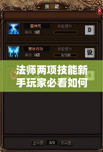 法师两项技能新手玩家必看如何快速升级 - 轩辕网